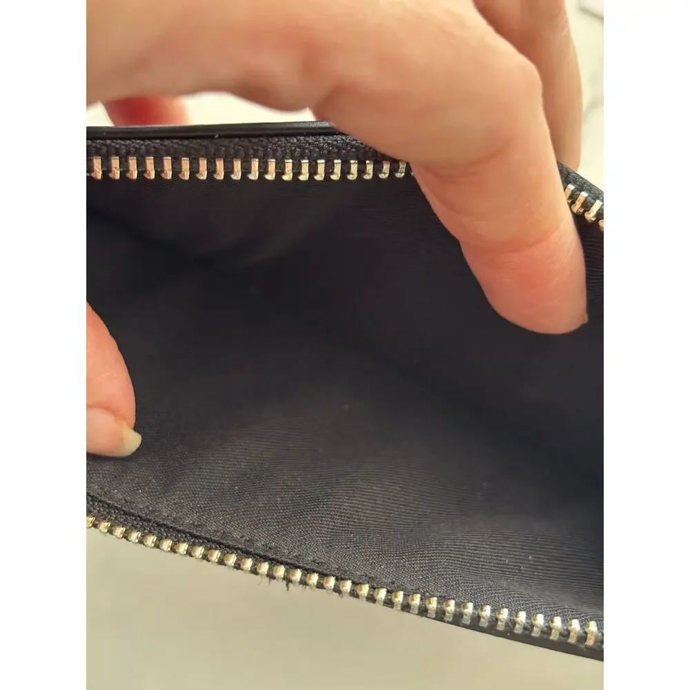 New COACH F23453 Slim envelope black leather wallet with wild plaid mini wallet